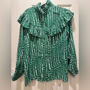Green Patterned Women's Top